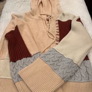 Y2K Colorblock Hooded‎ Sweater